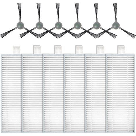 Accessoires pour Lefant M210 M210P M210S M210B M213 M213S, pour OKP Life K2 K3 K3A K5 K6 Robot aspirateur Pièce de rechange, 6 filtres HEPA + 6 brosses latérales (1/5)