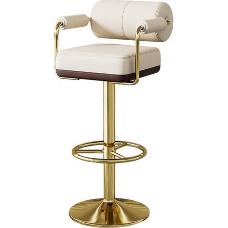 Barhocker Set höhenverstellbar mit Lehne & Armlehne, 360° drehbar, weiß (1/5)