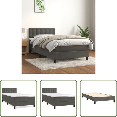 Samtbett - Boxspringbett mit Matratze Dunkelgrau 80x200 cm Samt (1/5)