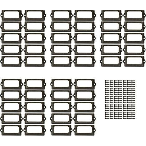 50 Pièces Porte Etiquettes Cadre, Porte-Étiquettes en Métal, Porte-Étiquettes pour Cartes de Nom de Tiroir, pour Plaques Nominatives, Armoire D'apothicaire, Tiroir D'archivage (1/4)