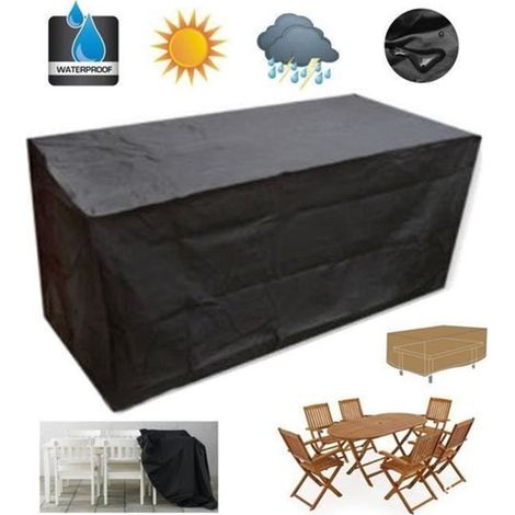 Housse pour mobilier de jardin 180 x 120 x 74cm Noir (1/4)
