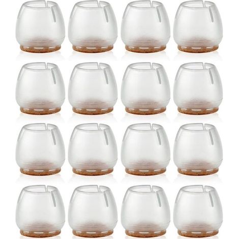 16 embouts de chaise en silicone de 17 à 21 mm, protections pour pieds de meubles, protège-tables et protège-sols pour pieds ronds. (1/5)