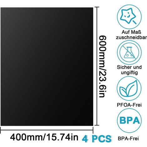 Permanente Kochfolie – 4 Stück, 40 × 60 cm, Backpapier – wiederverwendbar/antihaftbeschichtet/zuschneidbar (1/5)