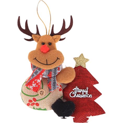 (1 Stück) (Khakifarbene Hirschpuppe umarmt einen Weihnachtsbaum) Weihnachtsdekoration, Baumschmuck, kleine Puppe, alter Mann umarmt einen Baum, Schneemann, Hirsch, Bär, Stoffpuppe, Hängedekoration, Ge (1/2)