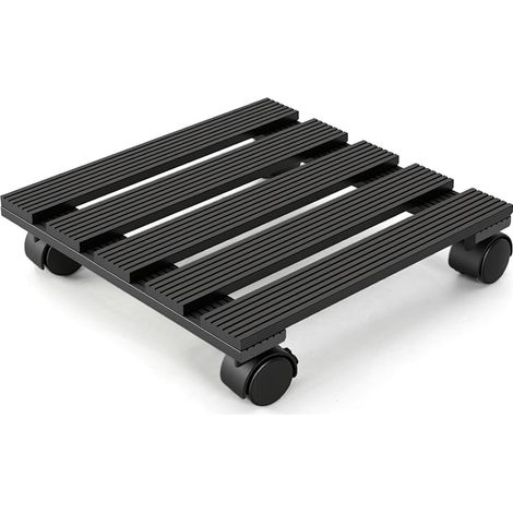 Randaco WPC Pflanzenroller 30cm, Blumenroller Tragkraft 80 KG, Rolluntersetzer mit Rollen, Kübelroller für Pflanzen, Blumentopf(Eckig, Grau)