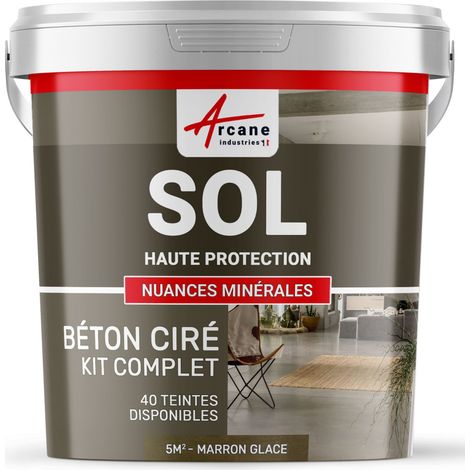 Béton ciré sol en kit, primaire et vernis de finition inclus - 5 m² (en 2 couches) Marron Glacé - ARCANE INDUSTRIES