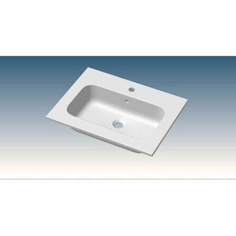 Go by Van Marcke Paco lavabo-plan pour meuble 60x46x1.5cm 1 bassin intégré 1 trou de robinetterie marbre de synthèse blanc mat (1/2)