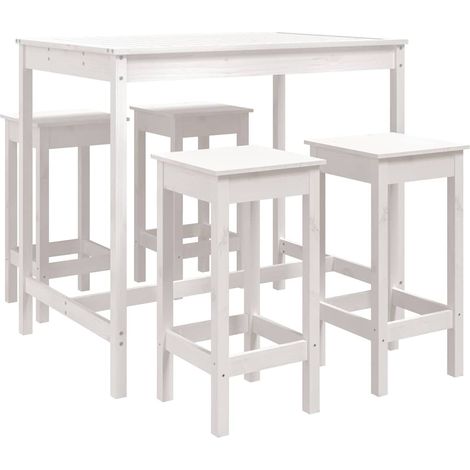Maison Exclusive - 5-tlg. Gartenbar-Set Weiß Massivholz Kiefer
