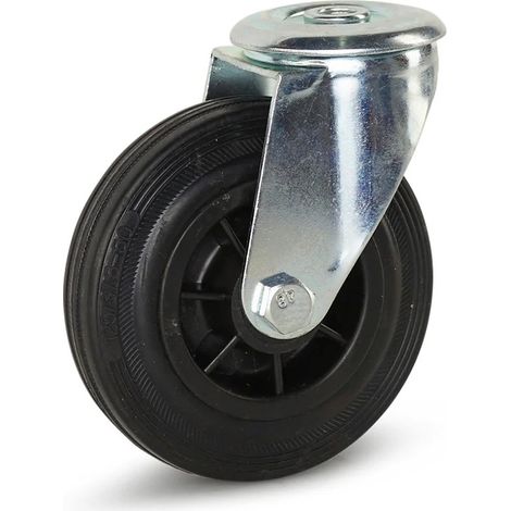 Roulette pivotante - MESO - Caoutchouc - Platine - 125mm - 120kg (1/2)