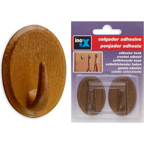 Crochet Adhesifx2 Oval Bois         - INOFIX