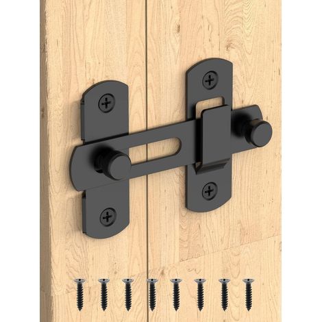 (1, Noir) Verrou de porte coulissante de grange, verrou de portail en acier inoxydable, verrou tournant, verrou de sécurité pour cave à vin, salle de bain, extérieur, garage, etc.