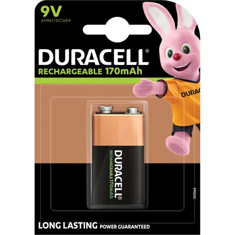 Duracell Rechargeable 9V Battery (PP3) - 170mAh, Standard 1-Pack
