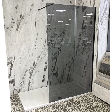 Merlyn Black Walk In Shower Screen Frameless Tinted Glass Wetroom 900mm 1200mm, 900mm