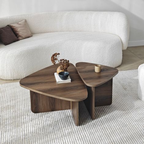 Saraceno Couchtisch, modular, Dreieckform, Tischplatte Nussbaum, 90x60x35h cm, Braun Nussbaum (1/5)
