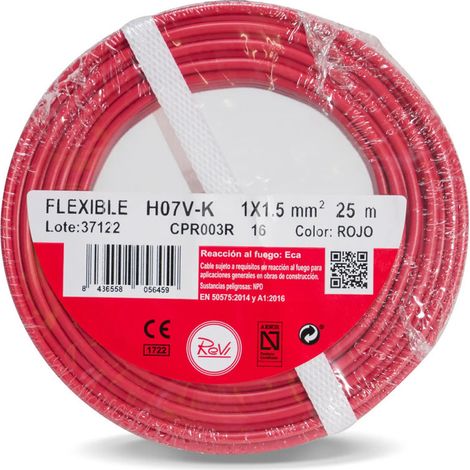 Halogenfreies Elektrokabel 1,5 mm² Rot 100 m PVC-Draht H07Z1-K Elektrokabel (1/5)