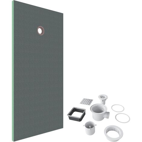 Pack de 1 receveur de douche prêt à carreler - 160x90x4 cm - Avec kit de bonde complet - En polystyrène extrudé, recoupable sur mesure, rectangulaire