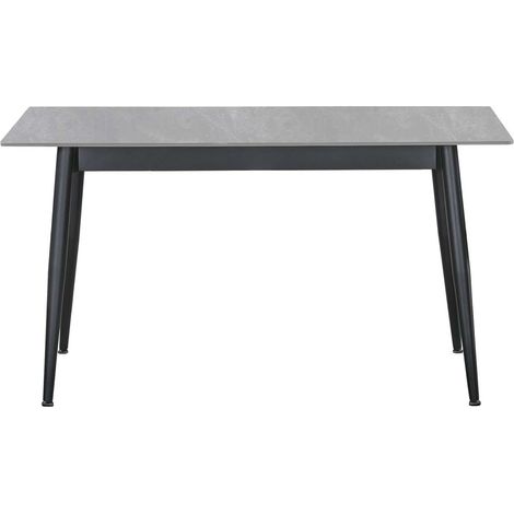 Mesa comedor rectangular Berna tapa cerámico grees gris patas metal negro, 75cm(alto) 140cm(ancho) 80cm(largo) (1/4)