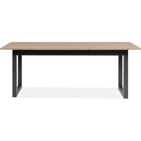 Table à manger extensible chêne et anthracite 200/240 cm – 12 couverts – Style industriel – Rallonge 40 cm intégrée (1/5)
