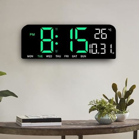 Réveil numérique (bleu, vert) - GAROSA - Grand écran LED - Luminosité réglable - Double alarme - (1/4)