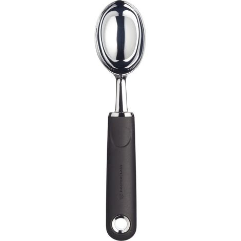 MasterClass Cuchara para helado con mango de agarre suave, acero inoxidable, 20 cm, negro