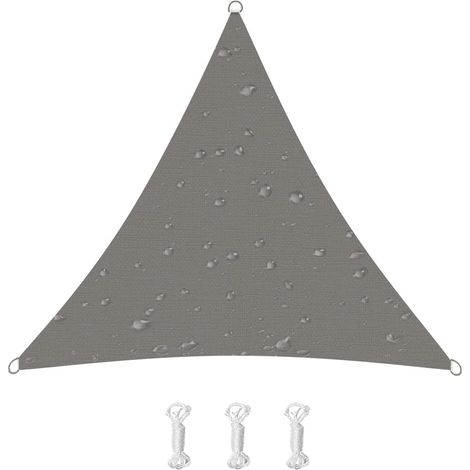 Vela de sombra triangular con protección UV, de tela Oxford, para terraza, balcón o jardín (3,6 x 3,6 x 3,6 m, gris). (1/5)