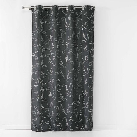 Rideau à œillets 140x260 métallisé Arty line anthracite argent (1/4)