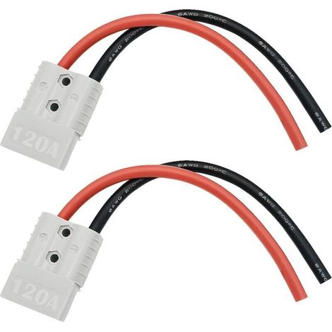 120A 600V Batterie Connecteur (Grey),connecteur Rapide Batterie, avec câble de Batterie 25 cm 6 AWG, connecteur de Batterie à déconnexion Rapide à Connexion Rapide (2 Jeux)