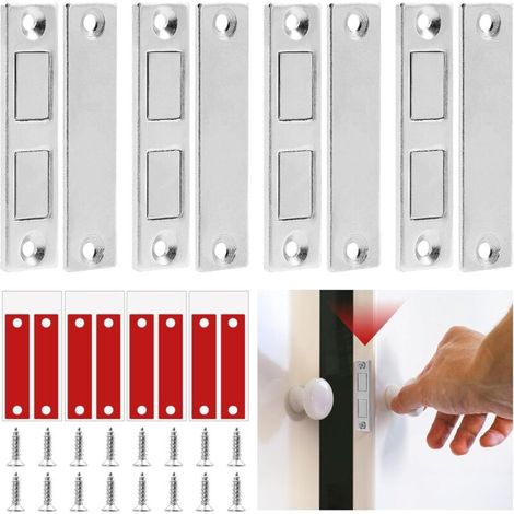 Set di 4 magneti ultrasottili per mobili: strisce magnetiche autoadesive, chiusura discreta per ante di armadi e cassetti.