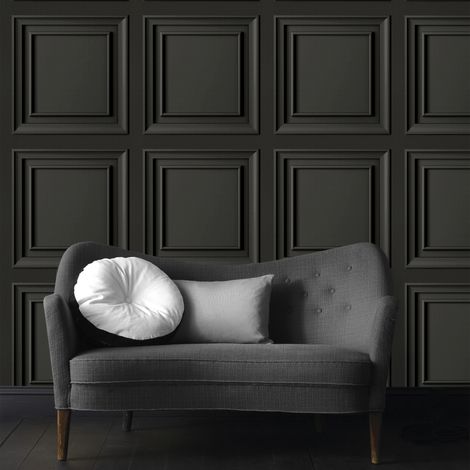 Papier peint intissé à motif bois 10m x 52cm anthracite – Raccord droit 53cm – Application directe sur mur – Résistant à la lumière – Superfresco Easy