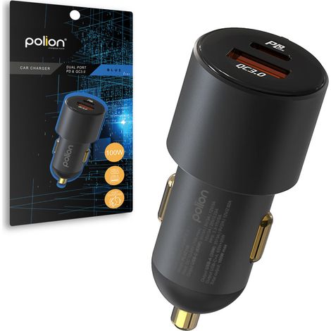 Caricabatterie per auto per telefono 12V USB-C 100W  USB-C  USB-A  QC  PD (1/5)