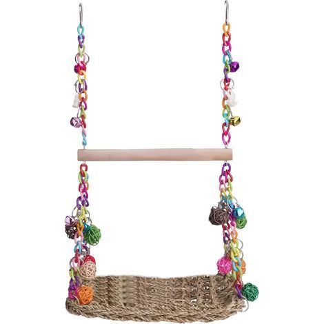 Bird Swing, Rattan and Wood Chew Toy, Climbing Perch for Cockatiels and Parakeets (1/5)