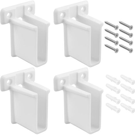 4 staffe terminali per ripiani in filo metallico di plastica bianca – Montaggio a parete per ripiani di armadi, inclusi componenti di montaggio. (1/5)