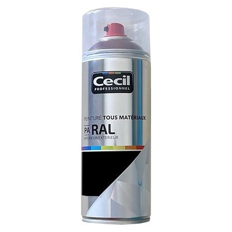 Peinture Aérosol Cécil Professionnel PA RAL - Noir Brillant (RAL 9005) 0,4 L