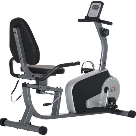Vélo d'appartement semi-allongé 8 niveaux de résistance, écran LCD, siège et dossier réglables, compact et silencieux, 122-137 x 62 x 103 cm – CHICFURN (1/5)