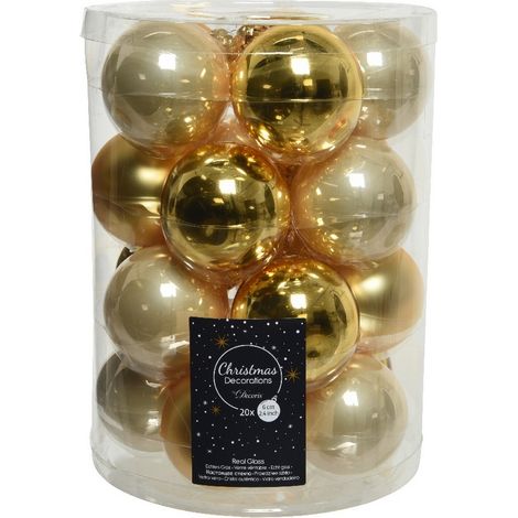 Glas-Weihnachtskugeln zum Aufhängen, 6 cm, Gold und Perle. 20. September