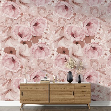 Papier peint motif XL - Motif floral - 6 LÉS de 65x260 cm - Surface L 390 x H 260 cm (1/5)
