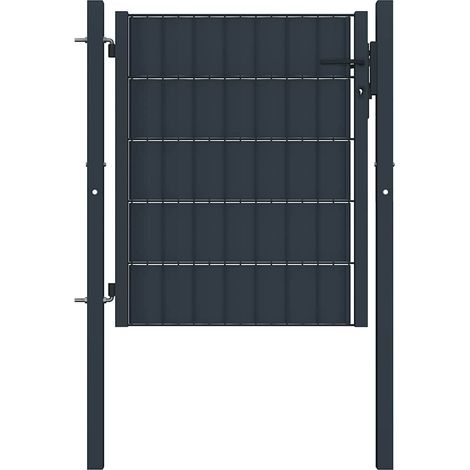Portail de jardin en PVC et acier, 100 x 100 cm, anthracite