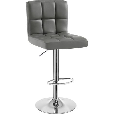 WOLTU Sgabelli Bar in Finta Pelle Set di 1 Sgabelli Cucina Moderni Sgabello Bar Regolabili e Girevole, Grigio