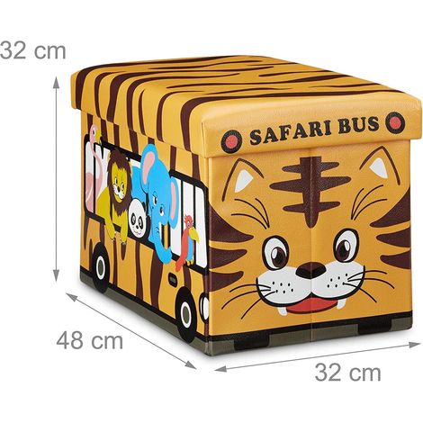 Scatola portagiochi sintetica con coperchio, pouf pieghevole per bambini, arancione 1300007812