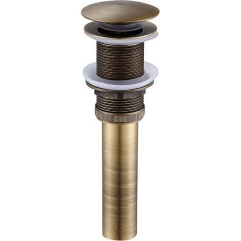 Bonde de vidange Pop Up Push Open Bouchon pour Lavabo Évier Soupape de Vidange Salle de Bain en Laiton Couleur Bronze (1/3)