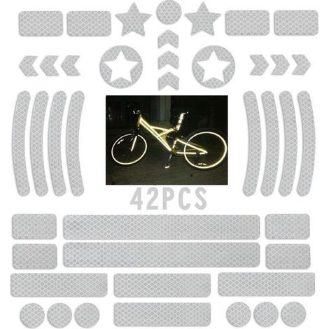 Lot de 42 autocollants réflecteurs autocollants pour vélo, en différentes versions, bande réfléchissante autocollante pour camions, vélos, voitures, poussettes et motos (1/5)