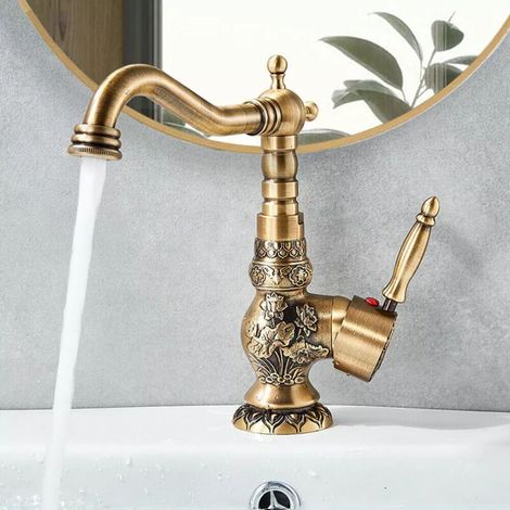 Robinet Lavabo Retro Poignée Unique – Céramique – Robinetterie pour salle de bain ou cuisine – Design vintage (1/5)