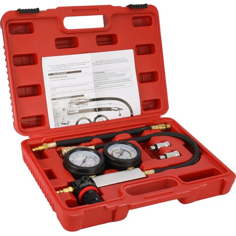 Kit testeur de fuite cylindre auto détecteur de perte pour moteur essence avec manomètre double système et mallette