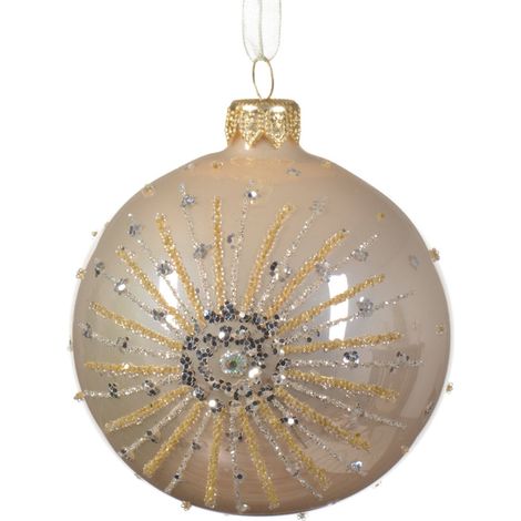 Palline per albero di Natale in vetro decorato champagne da Ø 8 cm, confezione da 6 pezzi