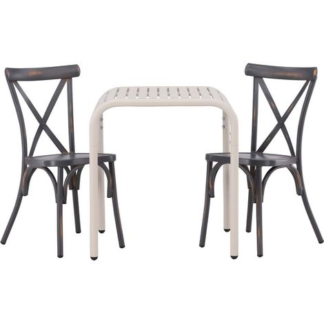 Borneo set de jardin table, 2 chaises beige,gris foncé.