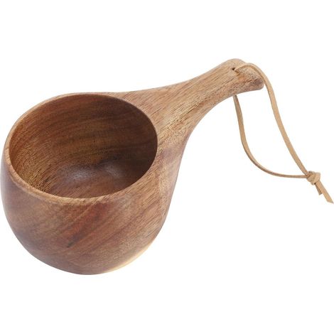 Tasse à café en bois 220 ml - Tasse à boire portable au design scandinave - Tasse avec cordon - Tasse à boire pour camping en plein air - Tasse à café isolante thermique avec poignée confortable (1/5)