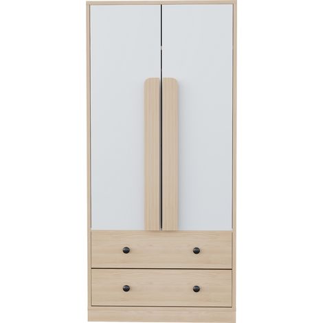 CAIziArmoire 70 x 40 x 170 cm, modèle à double porte, coloris bois et blanc (1/5)