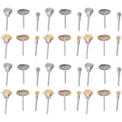 Lot 36 pièces brosses métalliques polissage, forme crayon+plate+bol, kit accessoires rotatifs (1/5)