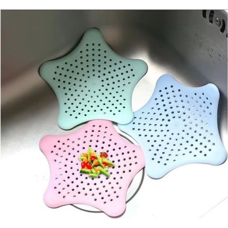 Lot de 8 Filtres à Evier en Silicone en Forme d'Etoile / Grilles Eviers Silicone avec Ventouses - Cuisine, Salle de Bain (1/4)