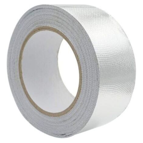 Ruban adhésif aluminium Bande d'étanchéité 48mm par 10m renforcé avec un tissu en maille de verre pour ventilations, Résistance à la température -30120°C, Argent (1/4)